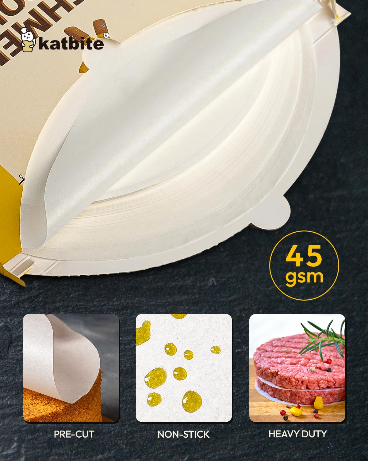 Katbite Unbleached Parchment Paper Rounds, Heavy Duty, White, 8 Inch 400Pcs