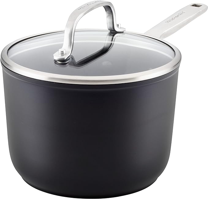 KitchenAid Hard-Anodized Nonstick Saucepan with Lid, 2-Quart