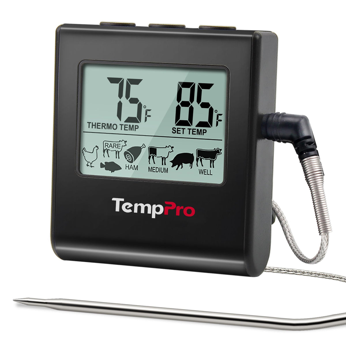 TempPro TempTrack Large LCD Digital Meat Thermometer for Cooking, Smoking