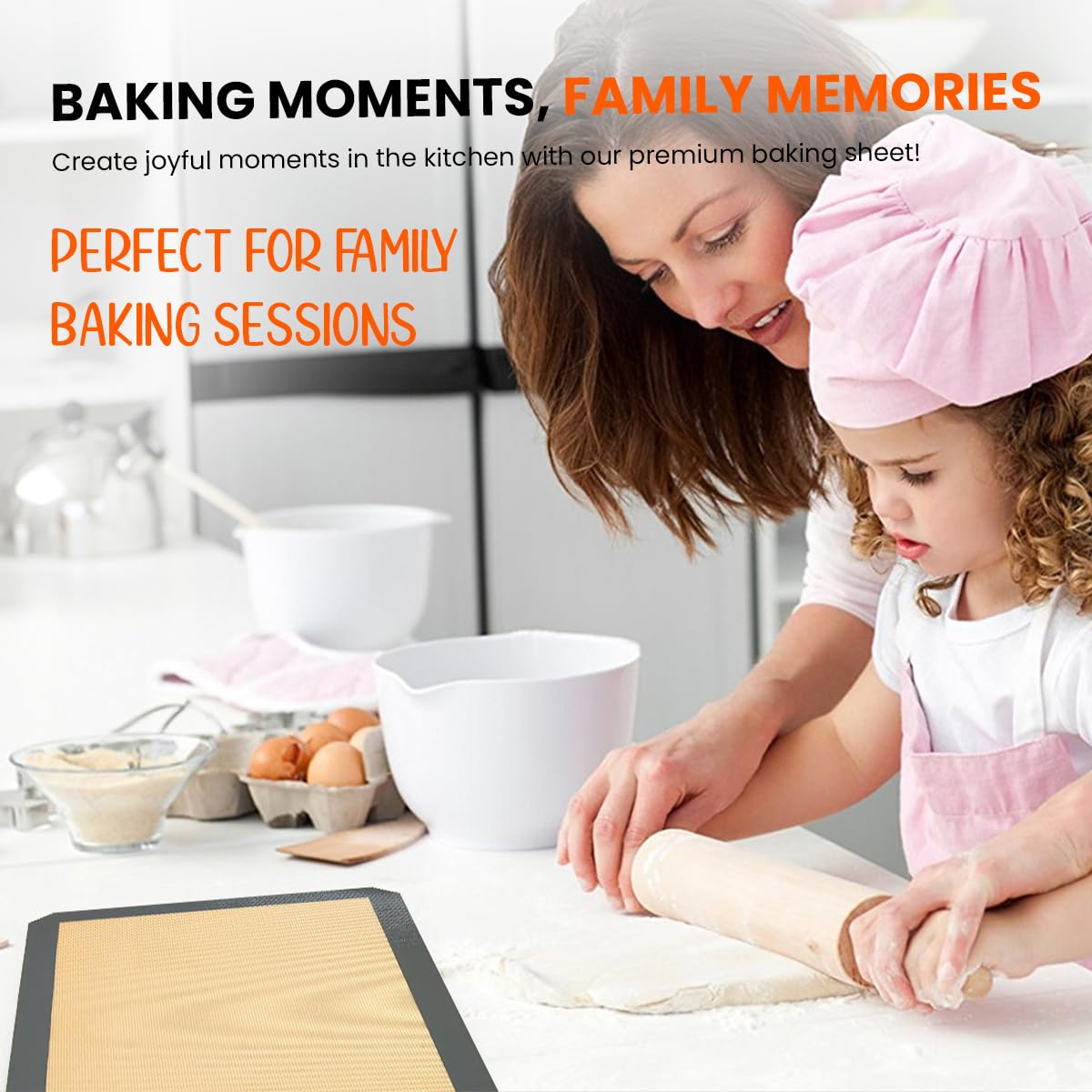 Silicone Baking Mat 2 Pack, Half Sheet 16.5 x 11.6, Non-Stick Liner for Oven