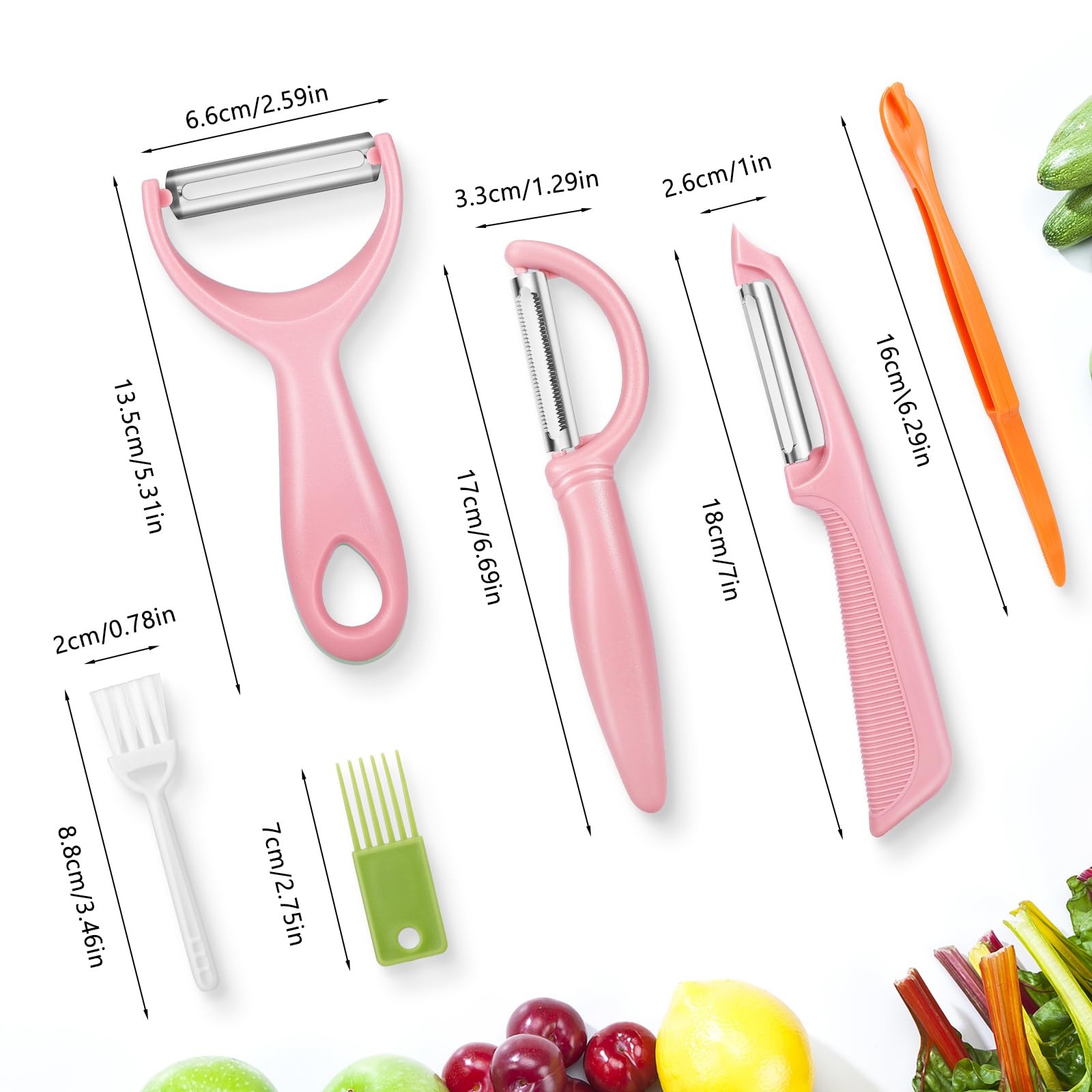 Senbowe Upgrade Potato Peeler for Kitchen, 6PCS Stainless Steel Vegetable Peeler, I and Y Veggie Food Peeler for Apple Fruit Carrot Zucchini Cucumber,Good Grip Makes Peeling Very Easy (Pink)