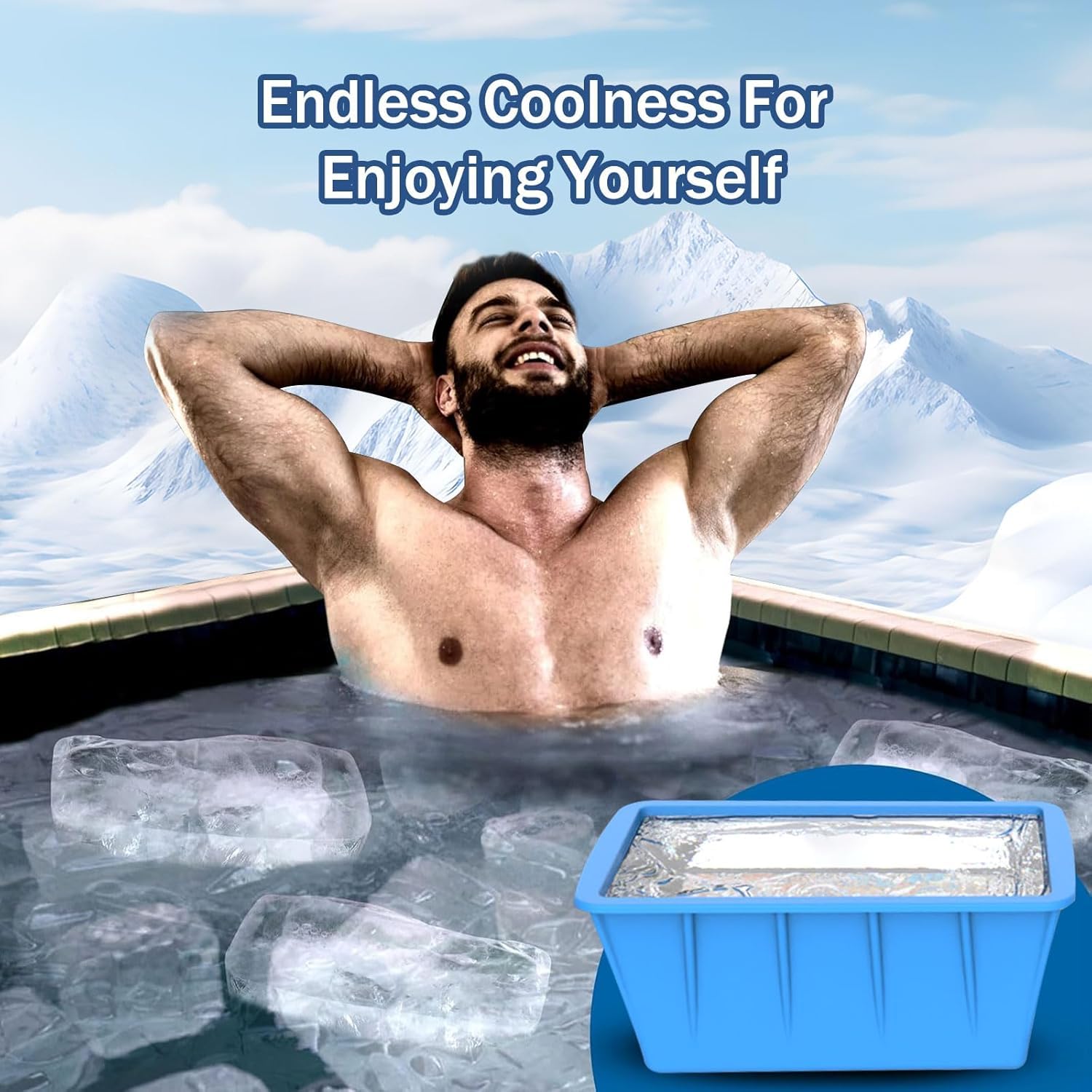 4Pack 48LB Extra Large Ice Cube Molds Silicone Large Ice Cube Molds for Cold Plunge Tub,Reusable Ice Cube Trays for Freezer,Ice Block Molds for Home Ice Baths,Cold Plunge Accessories (12LB-Blue-4Pack)