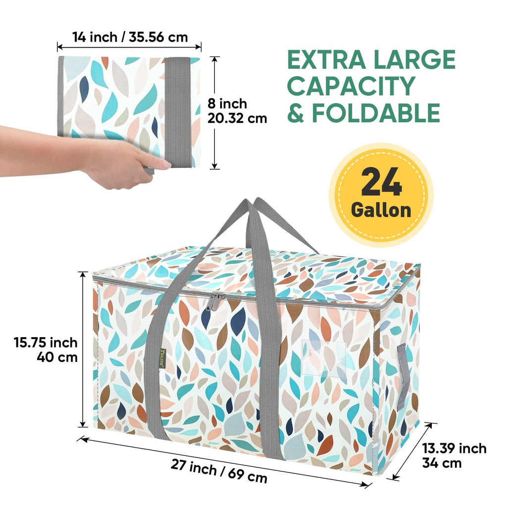 BALEINE 4-Pack Oversized Moving Bags with Reinforced Handles, Heavy-Duty Storage Tote for Clothes, Moving Supplies (Mosaic, 4-Pack)