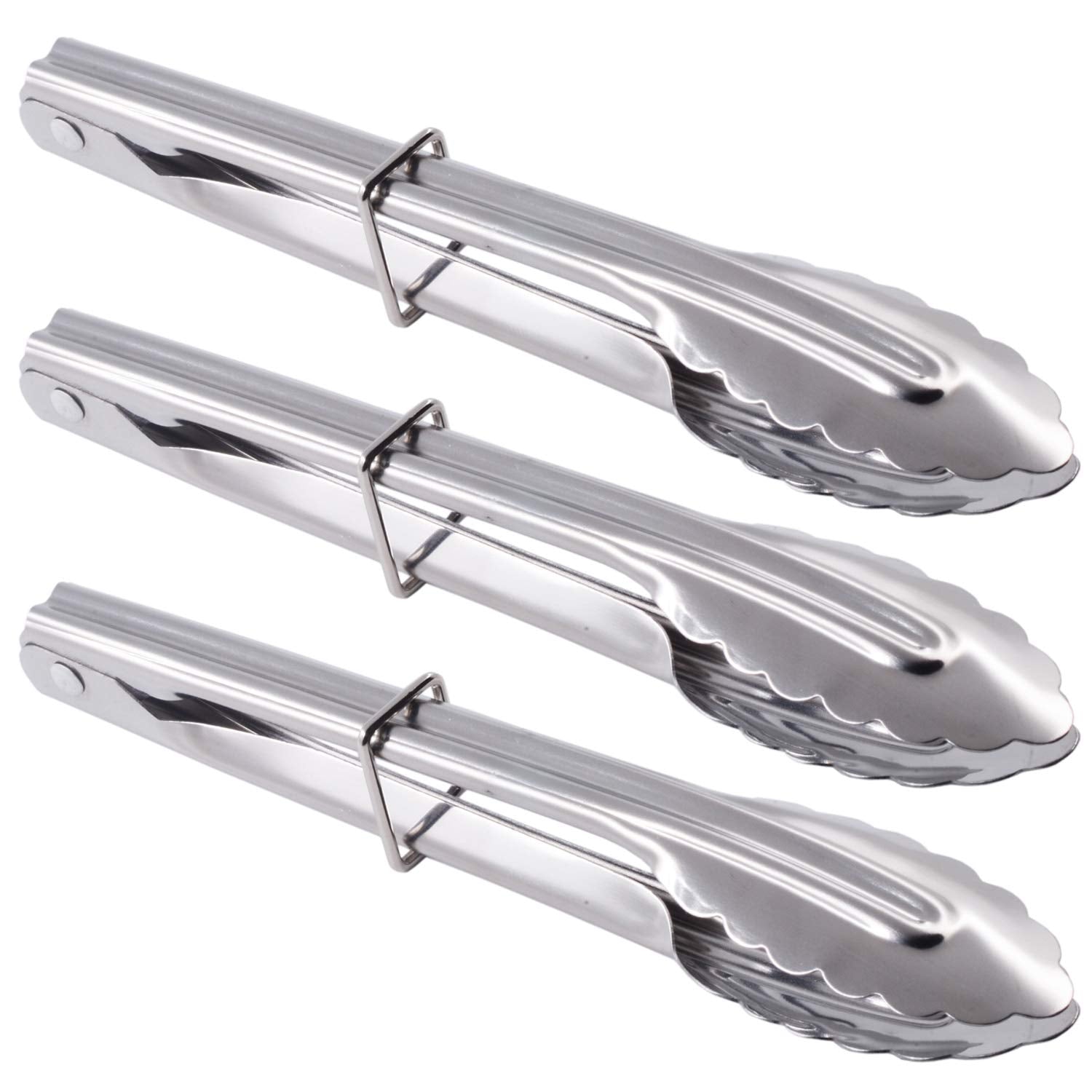 HINMAY Mini Stainless Steel Serving Tongs Small Tongs Set (7-Inch 3 Pieces)