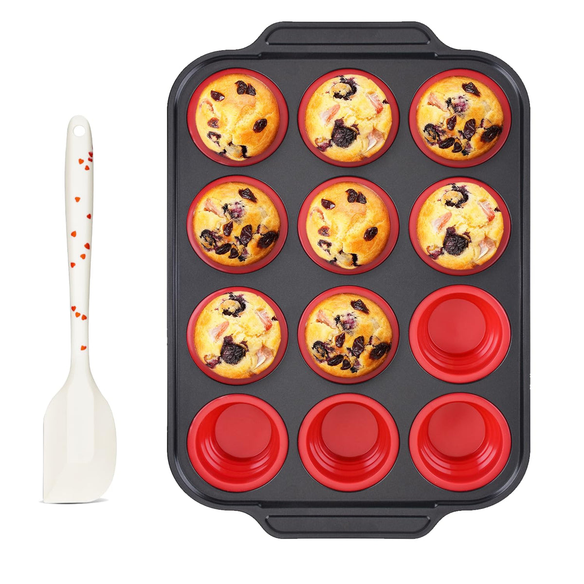 Lyveit Silicone Muffin Pan for Baking with Metal Frame
