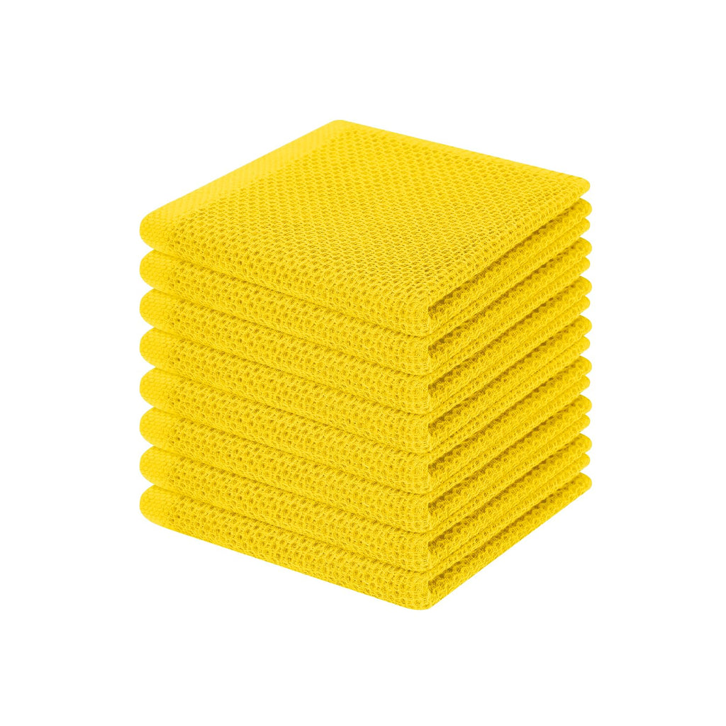 Homaxy 100% Cotton Waffle Weave Kitchen Dish Cloths, Ultra Soft Absorbent Quick Drying Dish Towels, 12 x 12 Inches, 8-Pack, Yellow