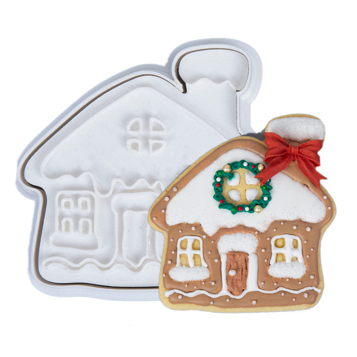 Flycalf Christmas Cookie Cutters Nutcracker Shapes with 3D Stamper Fall Holiday PLA Baking Accessories Cutter Molds Gifts for Kids Decorative Party 3.5" Kitchen Cake Supplies