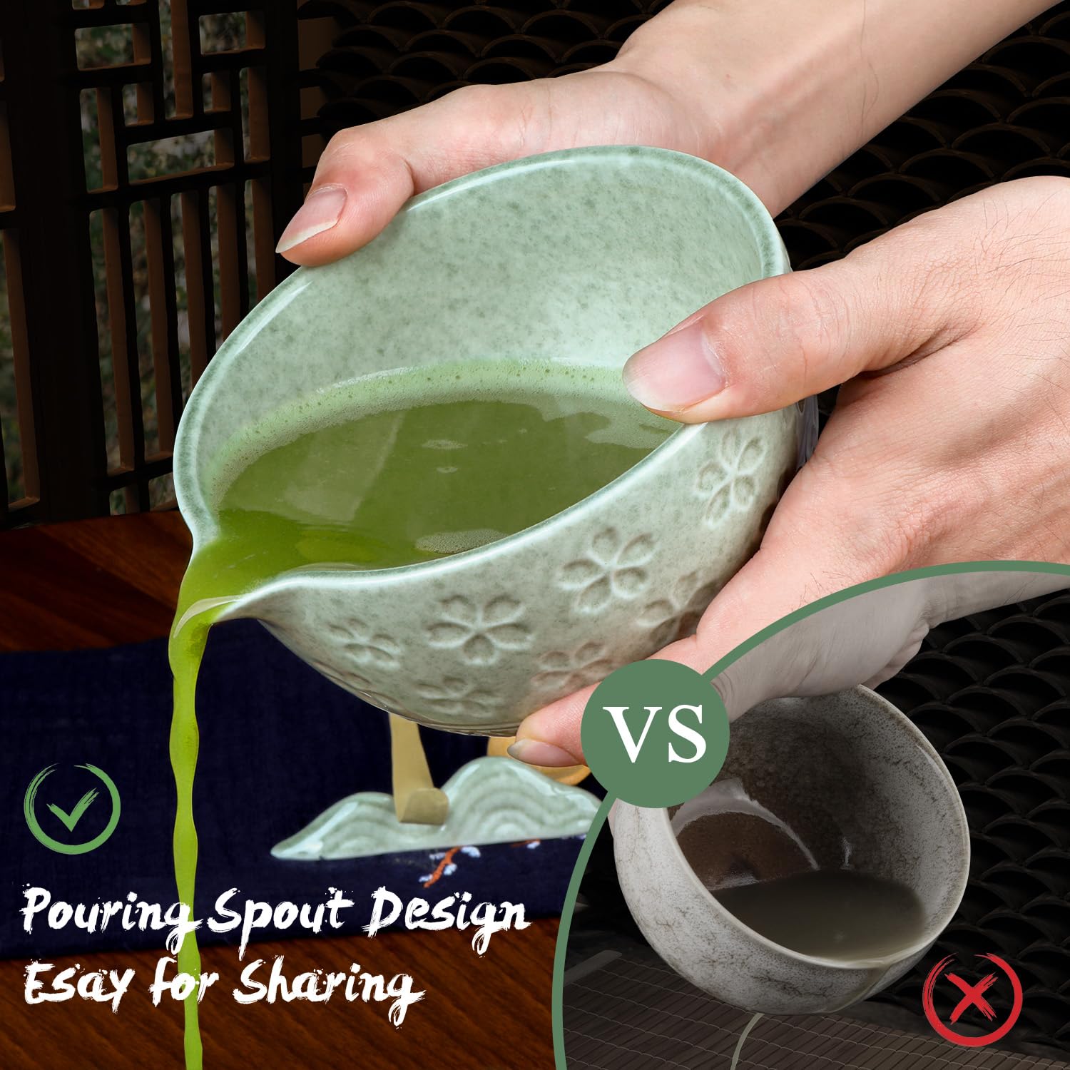 Matcha Whisk Set, 8Pcs Matcha Set Kit include Matcha Bowl, Matcha Whisk and Holder, Bamboo Scoop, Scoop Rest, Sifter and Tea Towel, Matcha Whisk and Bowl Set for Matcha Lovers and Beginers