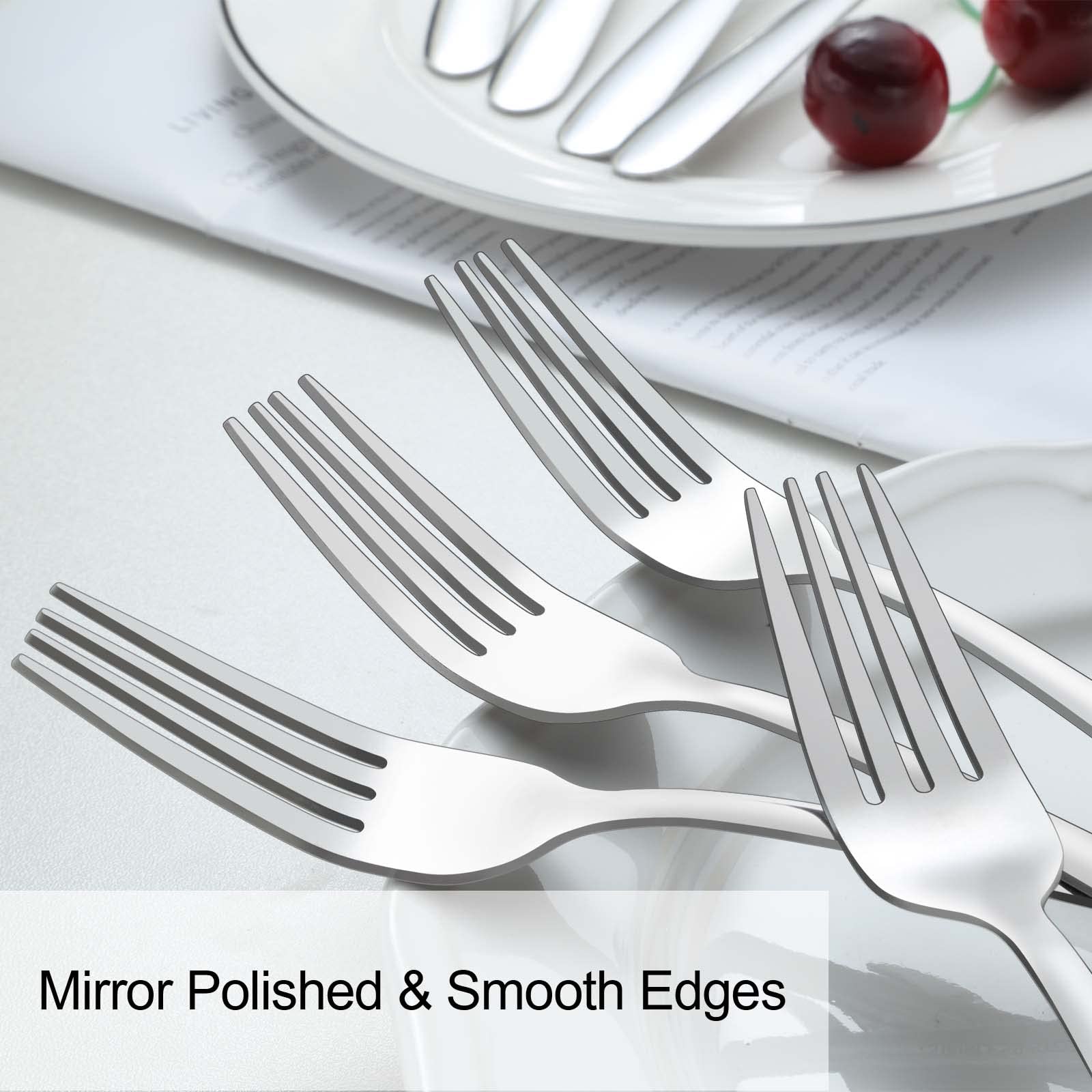 Pleafind 36-Piece Dinner Forks Set (8 inch), Stainless Steel Forks Silverware, Mirror Polished Fork Set, Small Forks for Home, Kitchen, Restaurant, Dishwasher Safe