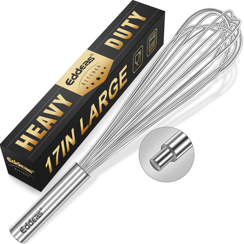 Eddeas Silicone Whisk, 500°F Heat Resistant Non Scratch Coated Whisks for Cooking Baking Balloon whisk, Kitchen Whisk Tool Set, for Stirring, Beating & Blending of 3 Size 7.5"+ 9" +11 inch