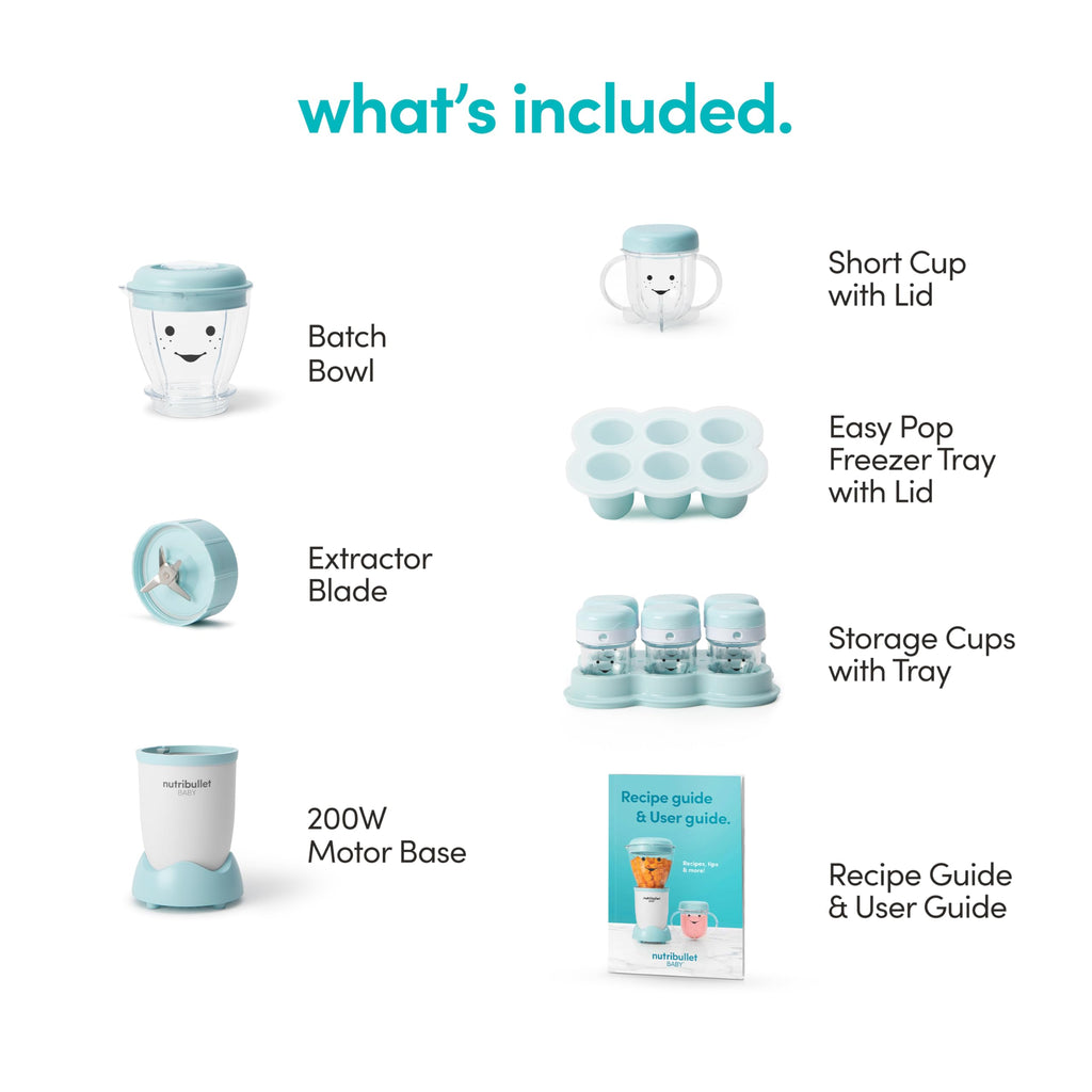 NutriBullet NBY-50100 Baby Complete Food-Making System, 32-Oz, White, Blue, Clear