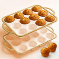 Fimary Silicone Muffin Pans for Baking 2 Pack, 2.6 Inch with Metal Reinforced Frame, Regular Size Nonstick Cupcake Pan 12 Cups for Baking Homemade Muffins, Dishwasher Safe BPA Free-Light Yellow