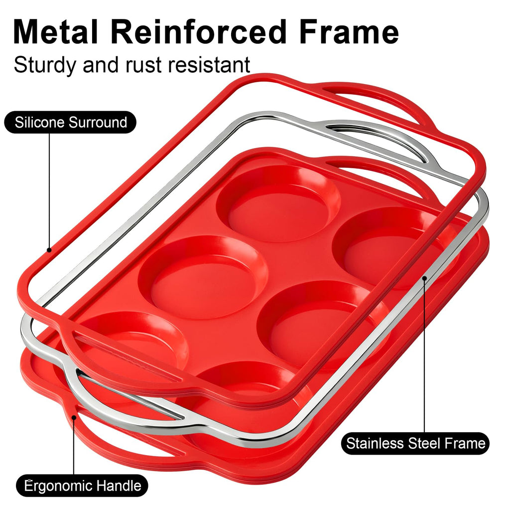 Puyeipt 4 Inch Jumbo Muffin Top Pans with Metal Frame, 2 Pack, 12 Cups
