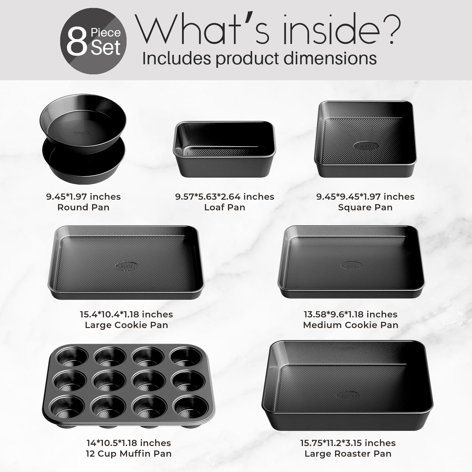Nonstick Baking Pans Set, 8-Piece Stackable Bakeware Sets, Oven Pan Set