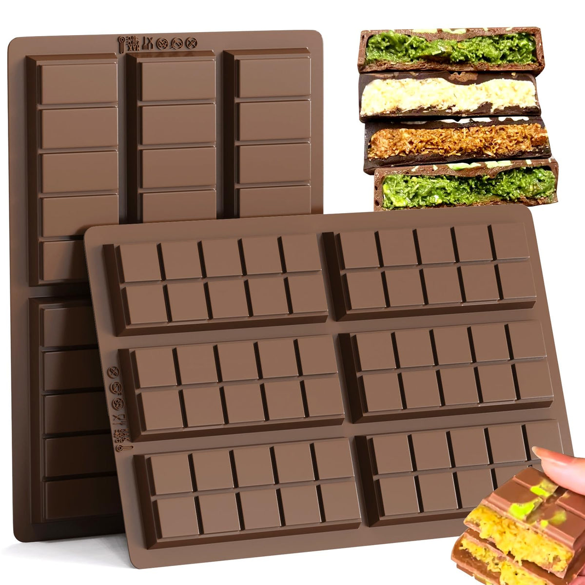 2 Pack Chocolate Bar Mold for Dubai Chocolate