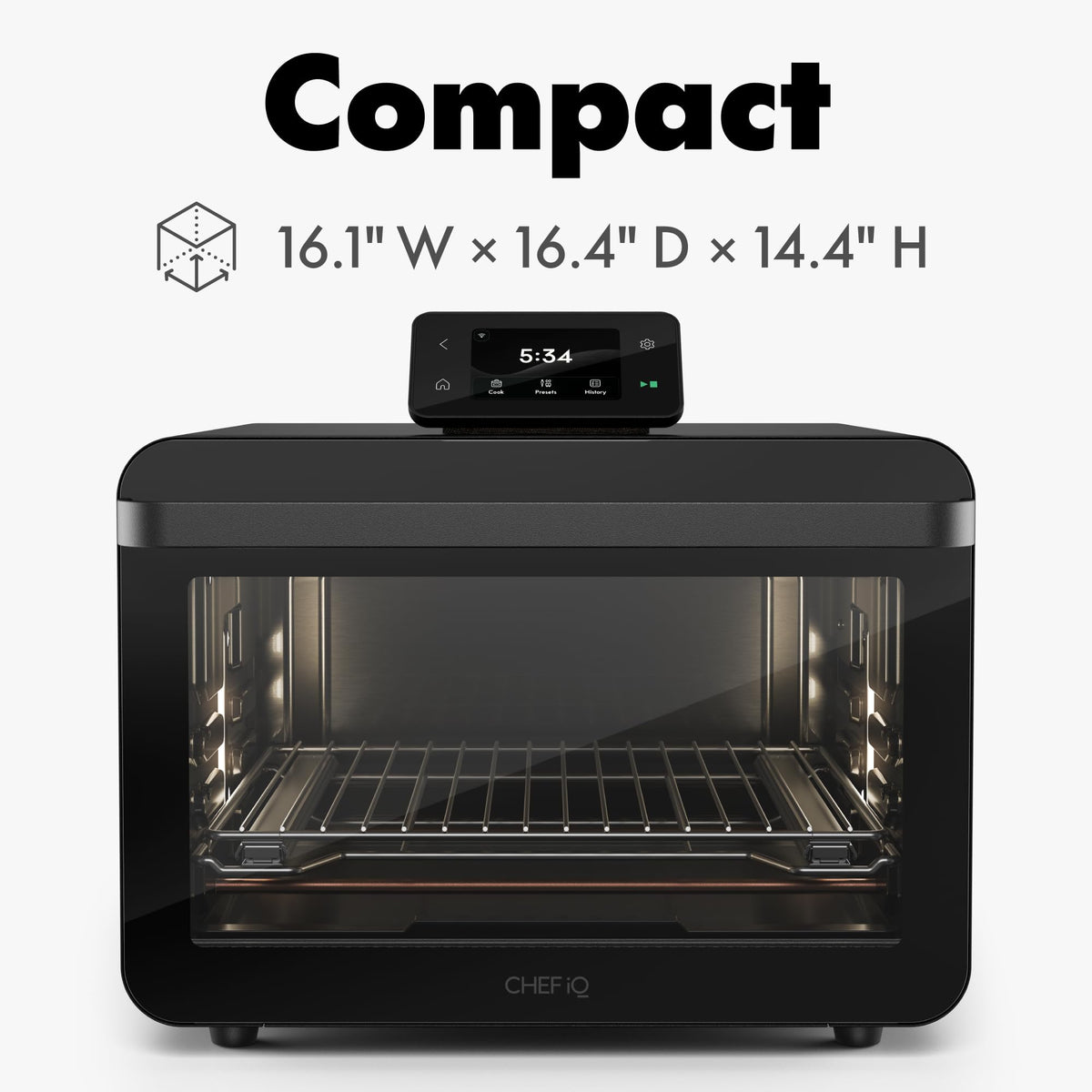 CHEF iQ MiniOven Smart Toaster Oven Air Fryer Combo, 11-in-1 Countertop Convection Oven, Bake, Broil, Air Fry, Broil, Dehydrate, 1750W, 25 Qt Capacity, Fast Cooking with Touchscreen Controls – Black