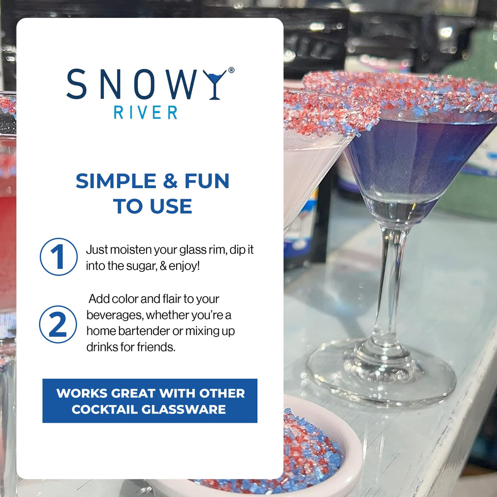 Snowy River Natural Cocktail Sugar Rimmer - Kosher Certified Naturally Colored Beverage Rimming Sugar for Cocktails, Margaritas, Drinks (America, 4 Ounce (Pack of 1))
