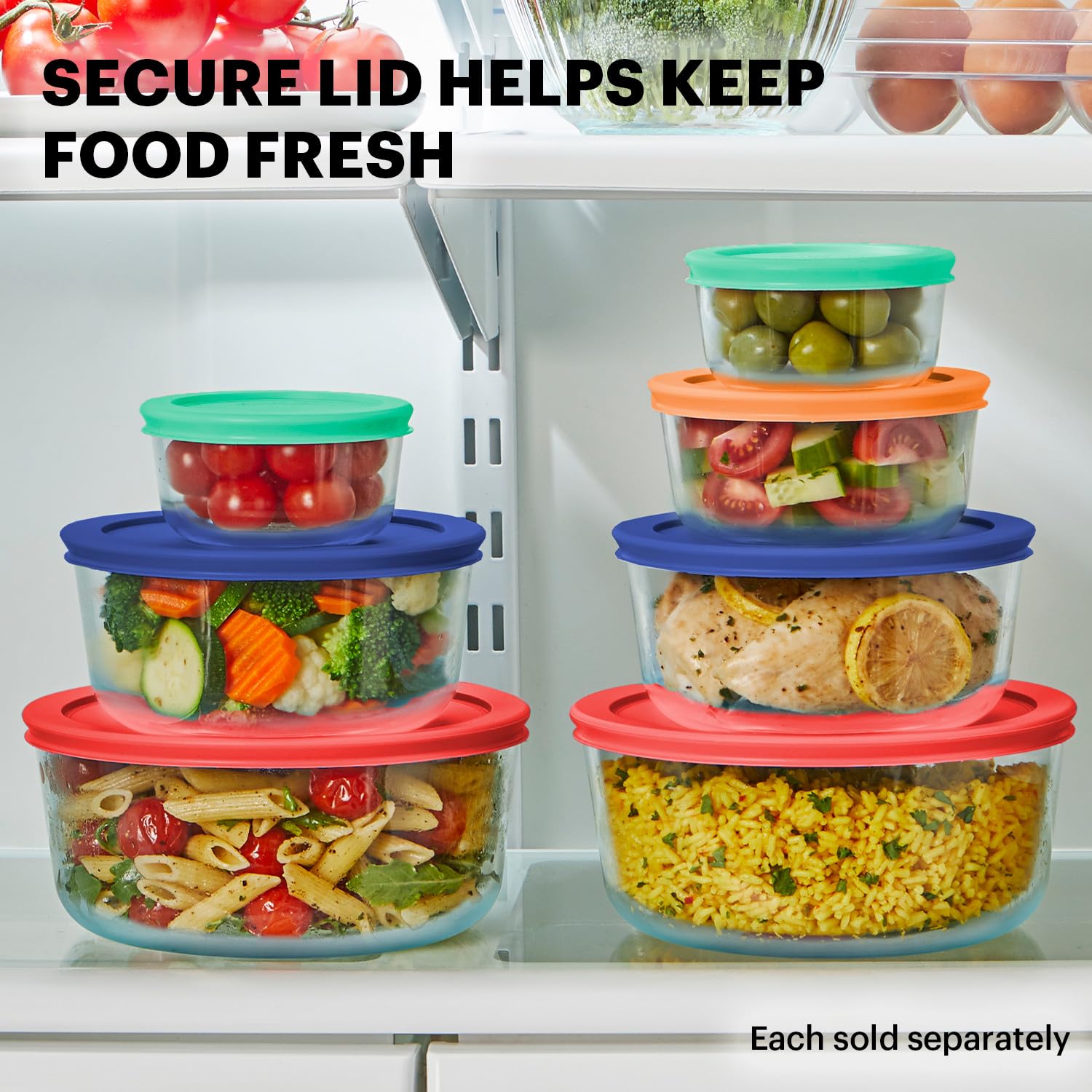 Pyrex Simply Store (7-Pack) Glass Food Storage Containers Set, (1, 2, 4 & 7 Cup) Meal Prep Containers With Plastic BPA-Free Lids, Dishwasher & Microwave Safe