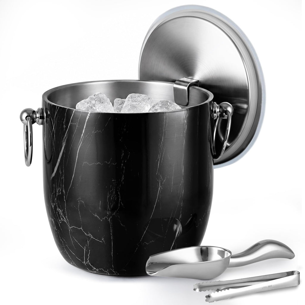 Insulated Ice Bucket, 3L Double Wall Stainless Steel Ice Bucket