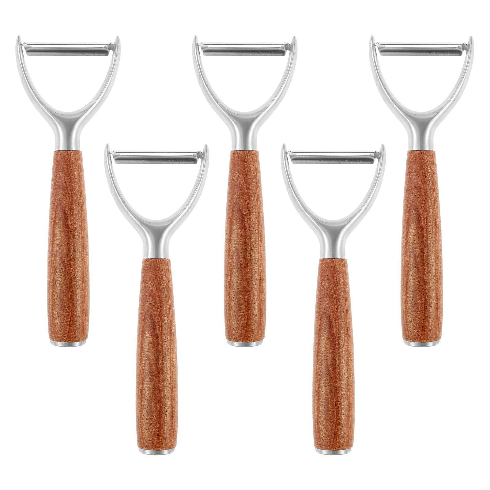 5Pc Kitchen Ultra Vegetable Peeler,Easy To Use Y-Peeler With All Wood Handle,Rotatable Blade,10 Year Rust Free Stainless Steel,Anti Slip Ergonomic Design,Suitable For Carrots, Fruits,Vegetables