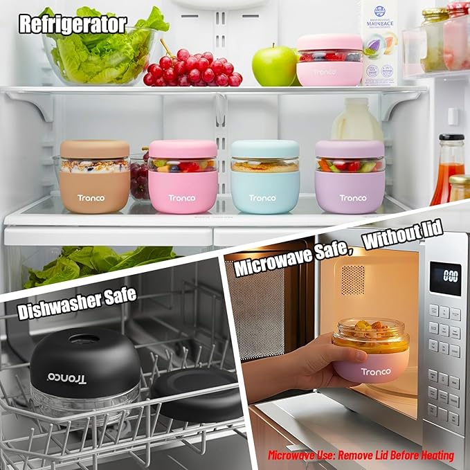 Tronco 24 oz Glass Food Storage & Lunch Bowl Containers with Airtight Lids