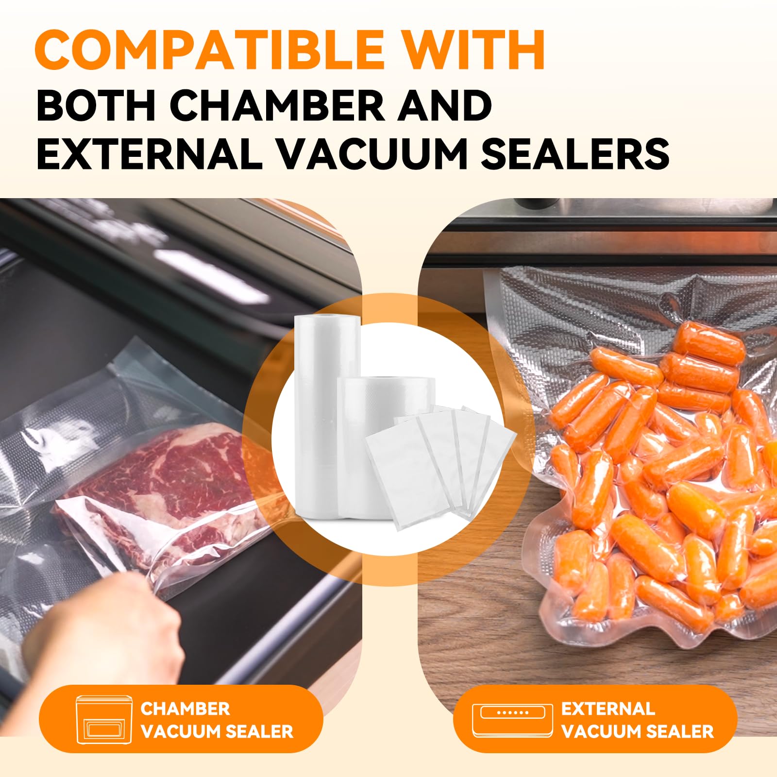 [2024 New] 6" x 50', 8" x 50' and 11" x 50' 3 Pack Rolls, Vacuum Sealer Rolls Bags for Food, Great for Food Storage, Sous Vide and Meal Prep, Wevac Lite