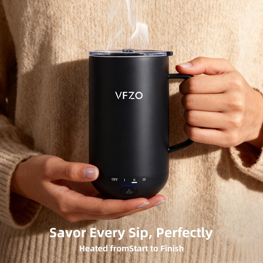 VFZO Self Heating Coffee Mug,High-Capacity- 18 oz, 180 Min Battery Life, Smart Heated Coffee Mug，Smart Mug, Simple Temperature Control Operation (wine red)