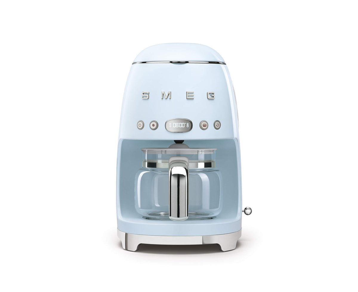Smeg 50's Retro Style Aesthetic Drip Coffee Machine with 10 Cup Glass Carafe, Auto Start Feature, Keep Warm Plate, and Two Coffee Strength Settings (Grey)