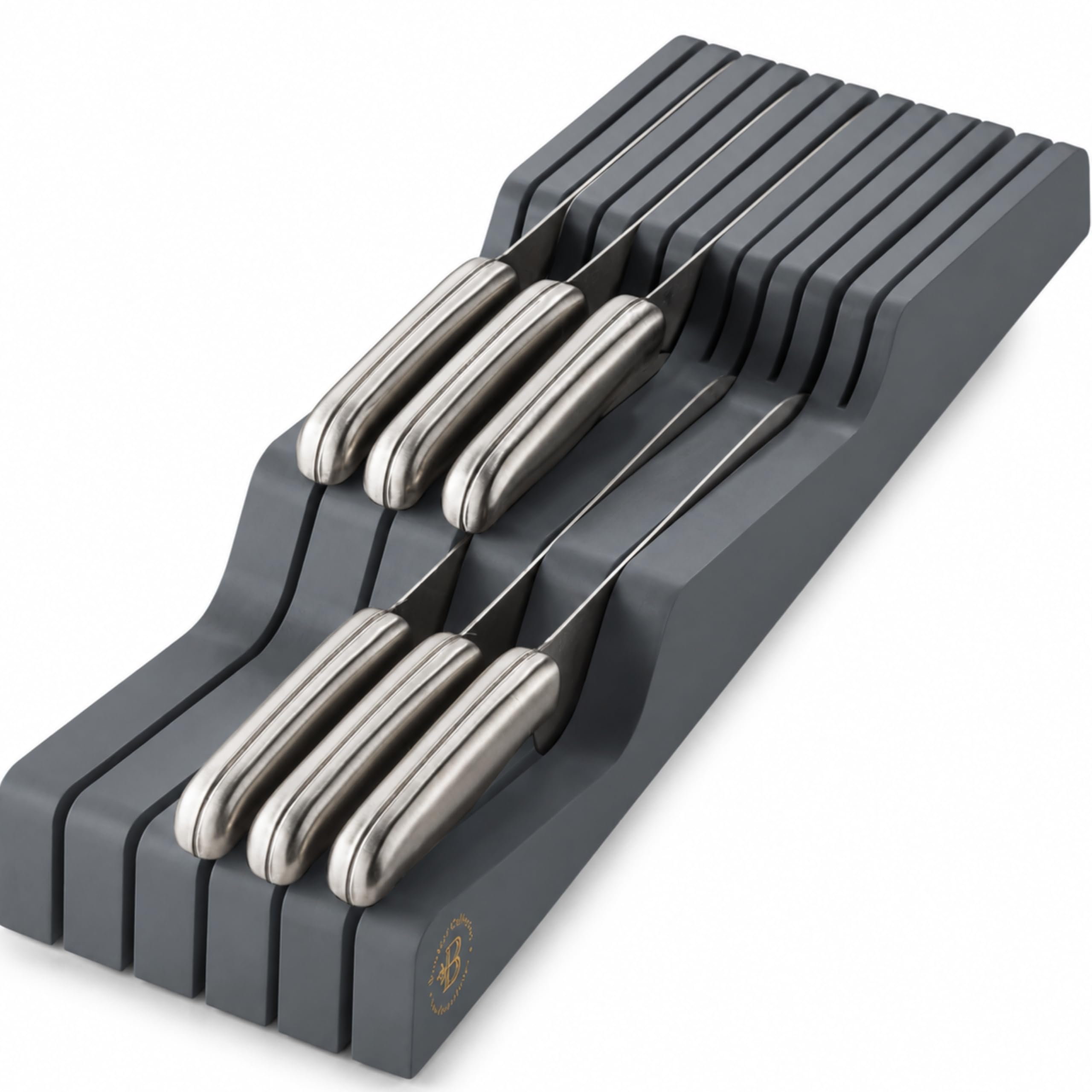 Knife Drawer Organizer, 16 Slot Bamboo In-Drawer Knife Block Without Knives