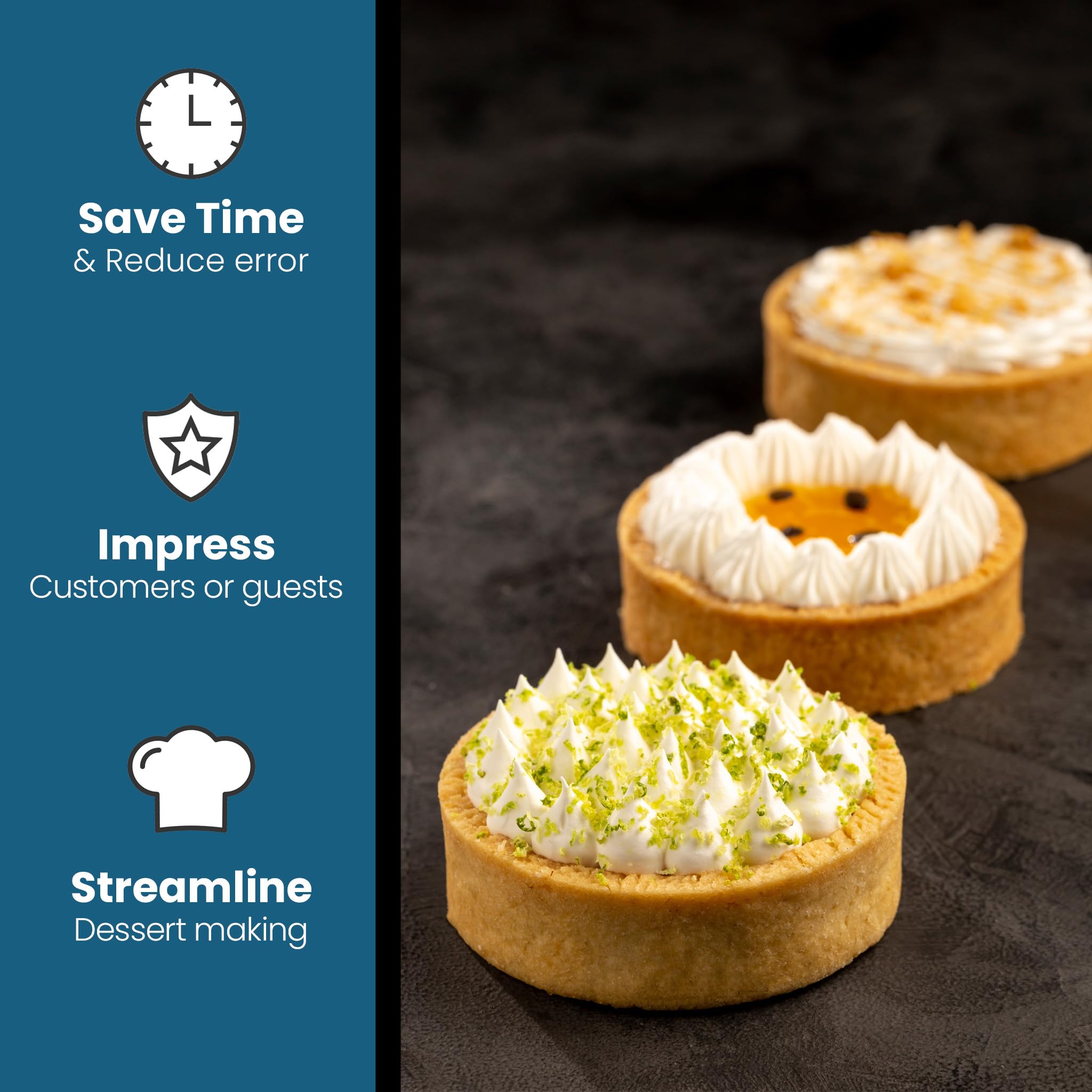Cambie Sweet Round Large Tart Shells, 3.15" Diameter, French Style Tart Shells with White Chocolate Coating (Pack of 24)