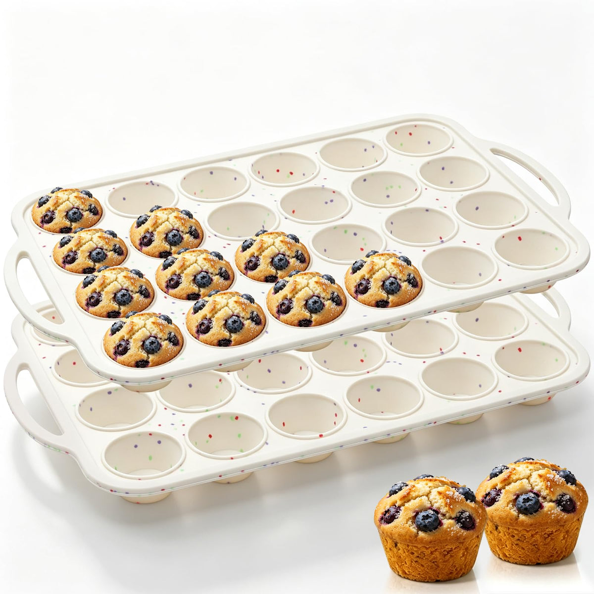 Vinino 1Pack Silicone Muffin Pan for Baking with Metal Reinforced Frame, 12 Cup Regular Size Cupcake Pan, BPA Free Silicone Muffin Tray, Cupcake Baking Pan Molds for Oven Dishwasher Safe - Cream
