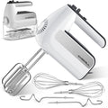 5-Speed Electric Hand Mixer, 800W Handheld Mixer with Turbo for Baking & Cooking, Kitchen Food Mixer with Storage Case & 6 Stainless Steel Attachments (2 Beaters, 2 Dough Hooks, 2 Whisks)-White