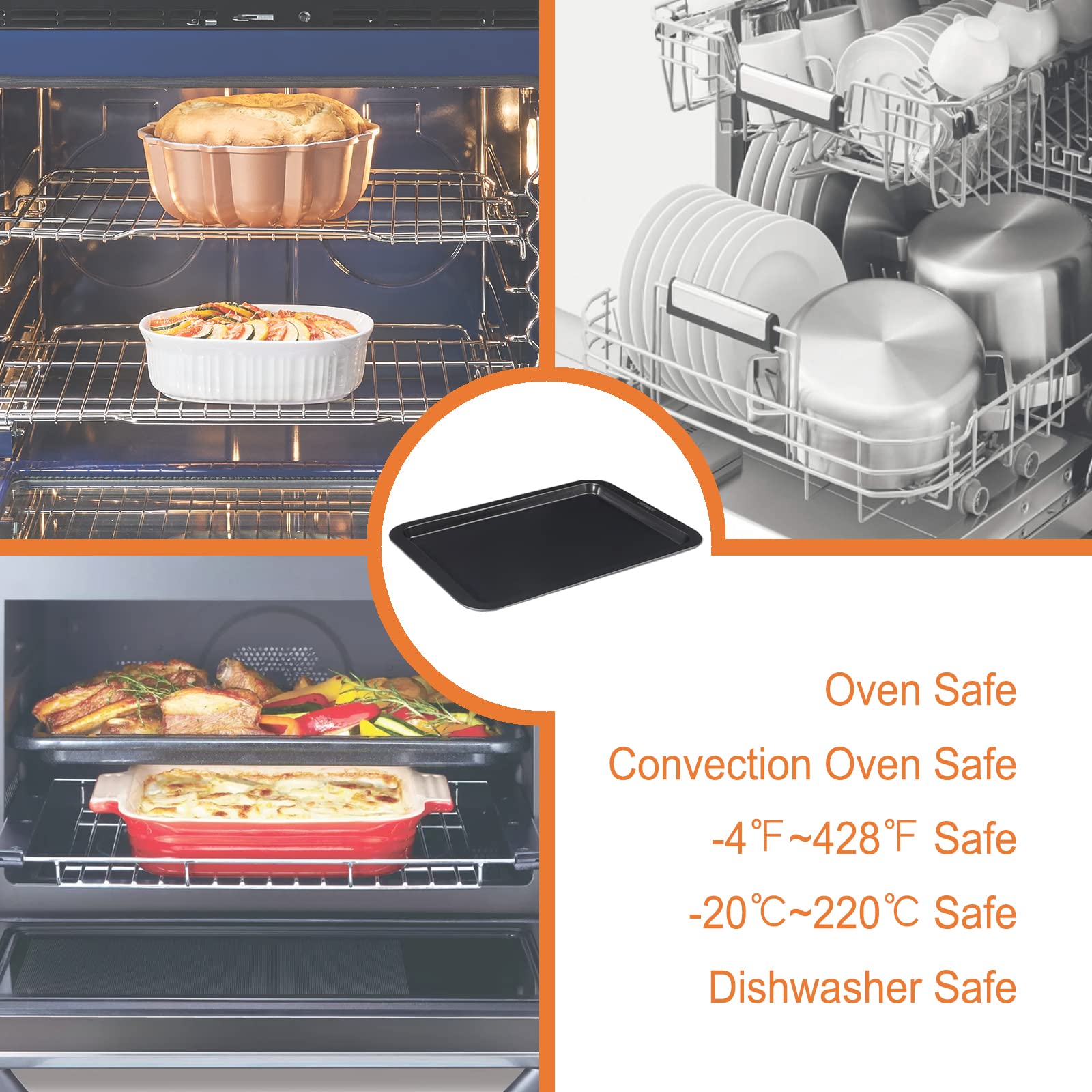 CHEFMADE Baking Sheet Pan, Nonstick 13-Inch Rimmed Cookie Sheet Pan Bakeware, 9.3" x 13.4" x 0.7"