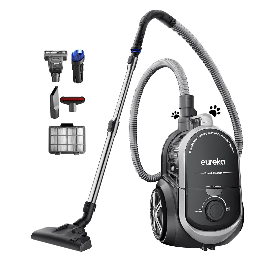 Eureka Bagless Canister Vacuum Cleaner, Household Vacuum for Home, White