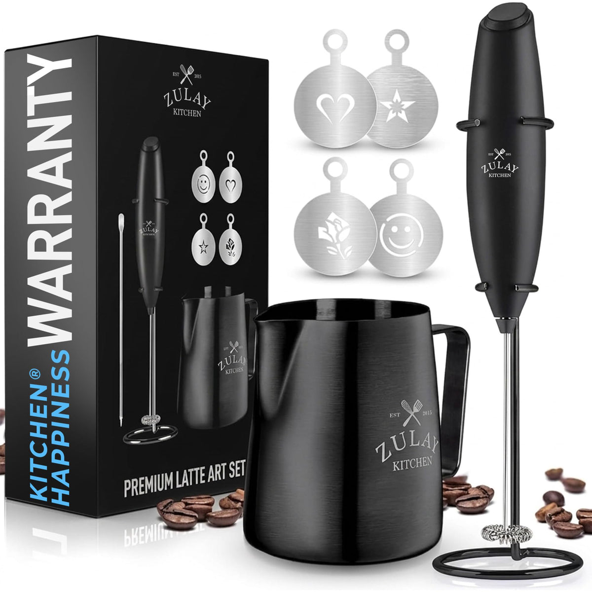 Zulay Powerful Milk Frother for Coffee with Upgraded Titanium Motor - Handheld Electric Whisk, Milk Foamer, Mini Mixer & Coffee Blender for Frappe, Latte, Matcha, No Stand - Pristine Teal