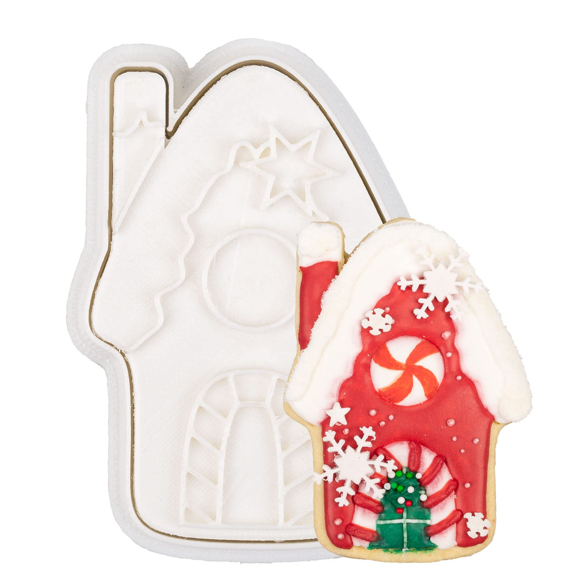 Flycalf Christmas Cookie Cutters Nutcracker Shapes with 3D Stamper Fall Holiday PLA Baking Accessories Cutter Molds Gifts for Kids Decorative Party 3.5" Kitchen Cake Supplies