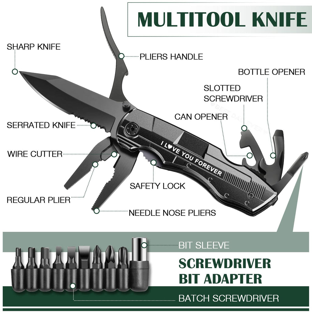 Gifts for Boyfriend Husband,Multitool Pocket Knife "I LOVE YOU",Anniversary Birthday Christmas Valentines Day Gifts for Him,Unique Camping Hunting Cycling Gift Ideas for Men