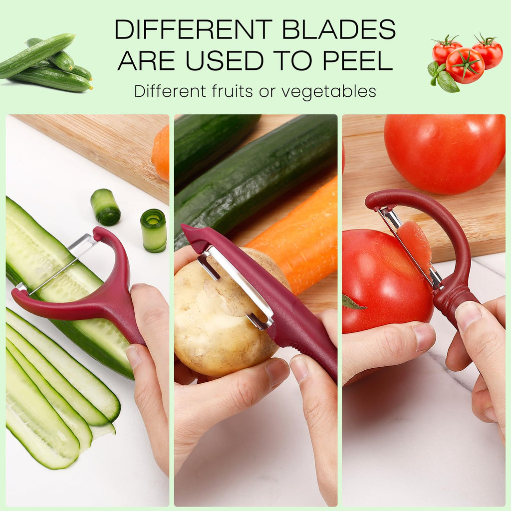 Senbowe Upgrade Potato Peeler for Kitchen, 6PCS Stainless Steel Vegetable Peeler, I and Y Veggie Food Peeler for Apple Fruit Carrot Zucchini Cucumber,Good Grip Makes Peeling Very Easy