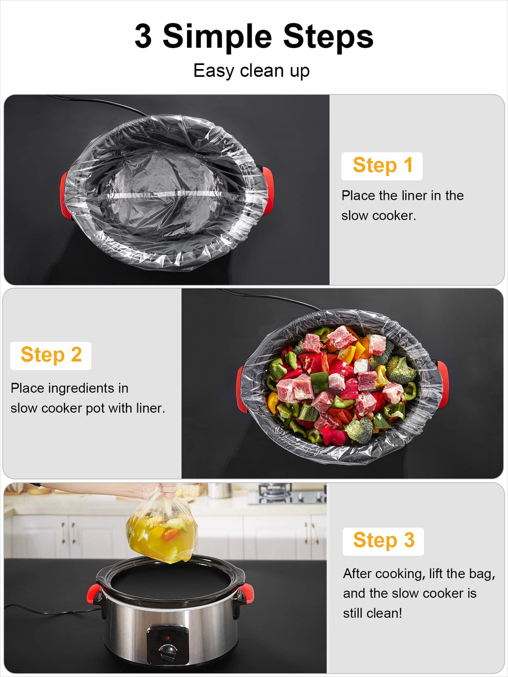 SMARTAKE Slow Cooker Liners, Large Size 14"x 22" 15 Liners