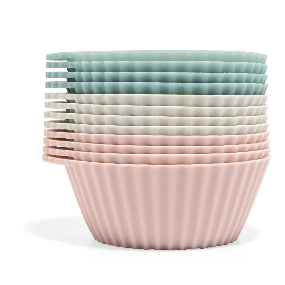The Silicone Kitchen Reusable Silicone Bento Baking Cups, Non-Toxic, BPA Free, Dishwasher Safe Bento Box Accessories Lunch Box Dividers, Square and Rectangle, 24 Pack, Pink, Blue, Gray