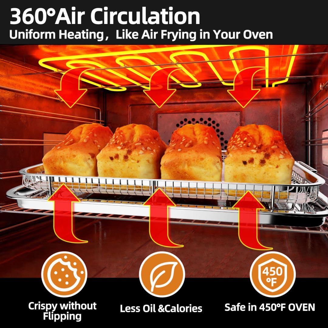 Air Fryer Basket for Oven, Extra Large Oven Air Fryer Basket and Tray Set