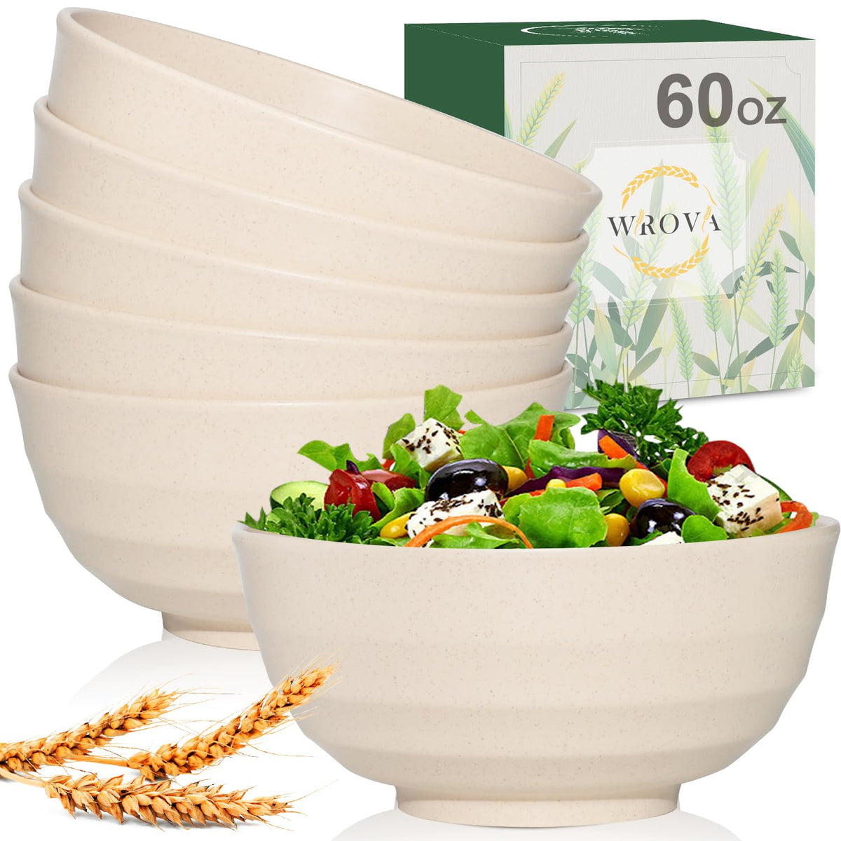 Wrova wheat straw small bowls 10oz set of 8 - Unbreakable Dessert Bowls for kids - Mini Bowl Sets for Ice Cream,Snack and Fruits - Microwave & Dishwasher Safe Appetizer Bowls (Deep Grey)