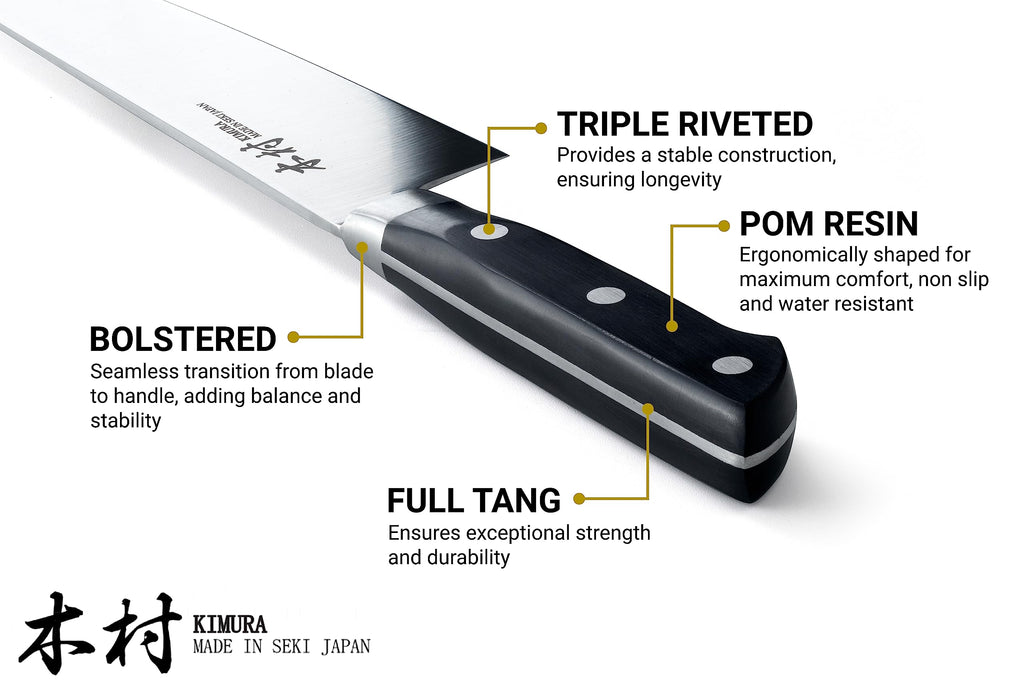 Kimura Chef Knife, [Made in Japan], 8 inch Professional Kitchen Knife, Ultra Sharp High Carbon Molybdenum Stainless Steel Gyuto Knife, Chefs Knife with Ergonomic Handle - Japanese Chef's Knife