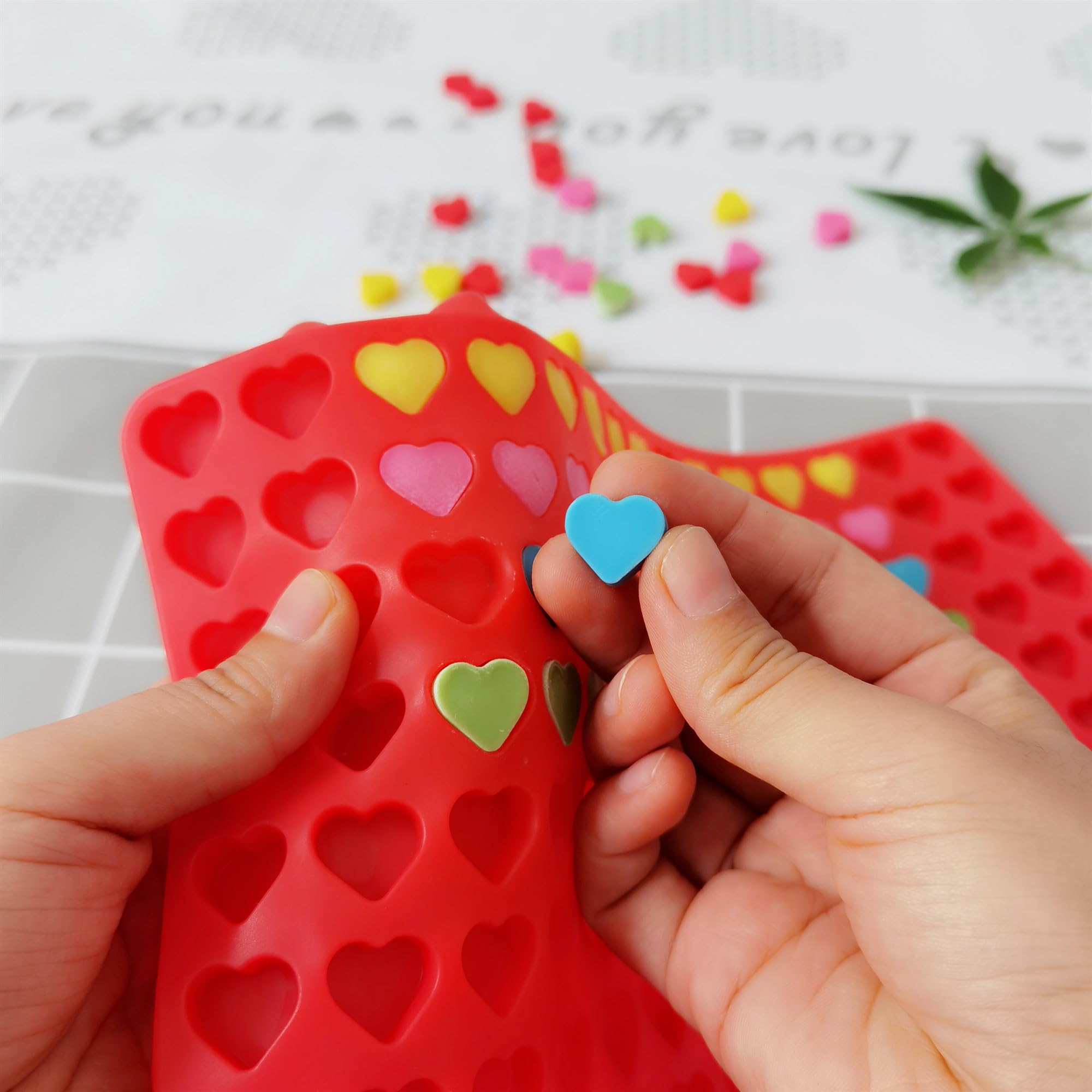 sofliym Heart Silicone Candy Molds with Scraper - Mini Heart Silicone molds for Chocolate, Hard Candy, Homemade treats(1 PCS mini heart)