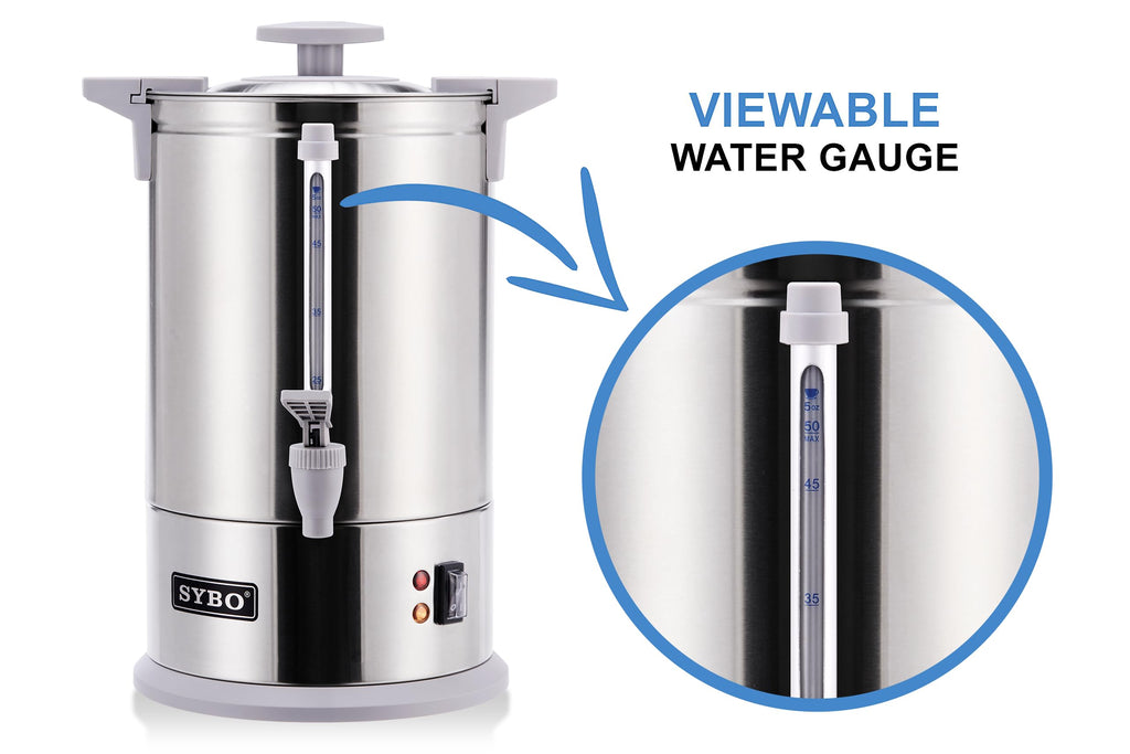 SYBO SR-CP-100B Commercial Grade Stainless Steel Percolate Coffee Maker Hot Water Urn for Catering, 100-Cup 16 L, Grey
