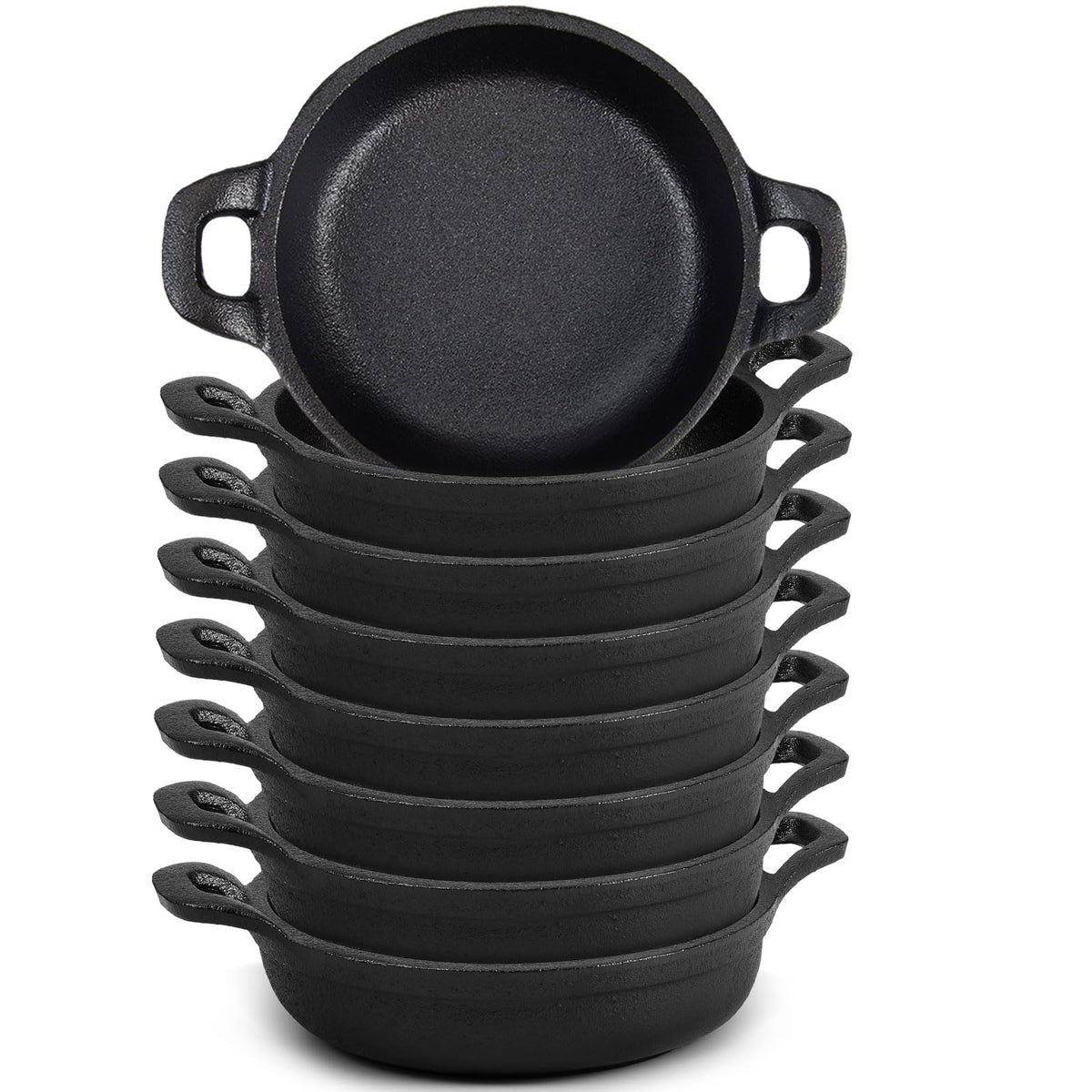 Ziliny 6 Pack Mini Cast Iron Skillets 6.3 x 6.3 x 1.5 Inch Pan Ramekin Set