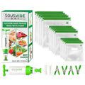 SOUSVIDE ART 37pcs Reusable Vacuum Seal Bags with Vacuum Sealer - 30 Cooking and Storage Bags of 3 Sizes with Pump and Sous Vide Cooker Accessories - Food Safe Kit, Keeps Food Fresh