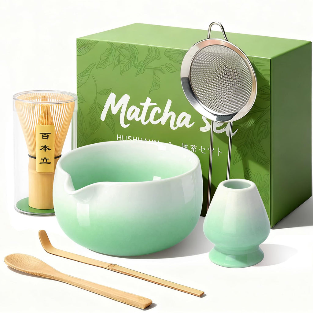 HUSHHAVN Matcha Whisk Set with Ceramic Bowl & Bamboo Chasen