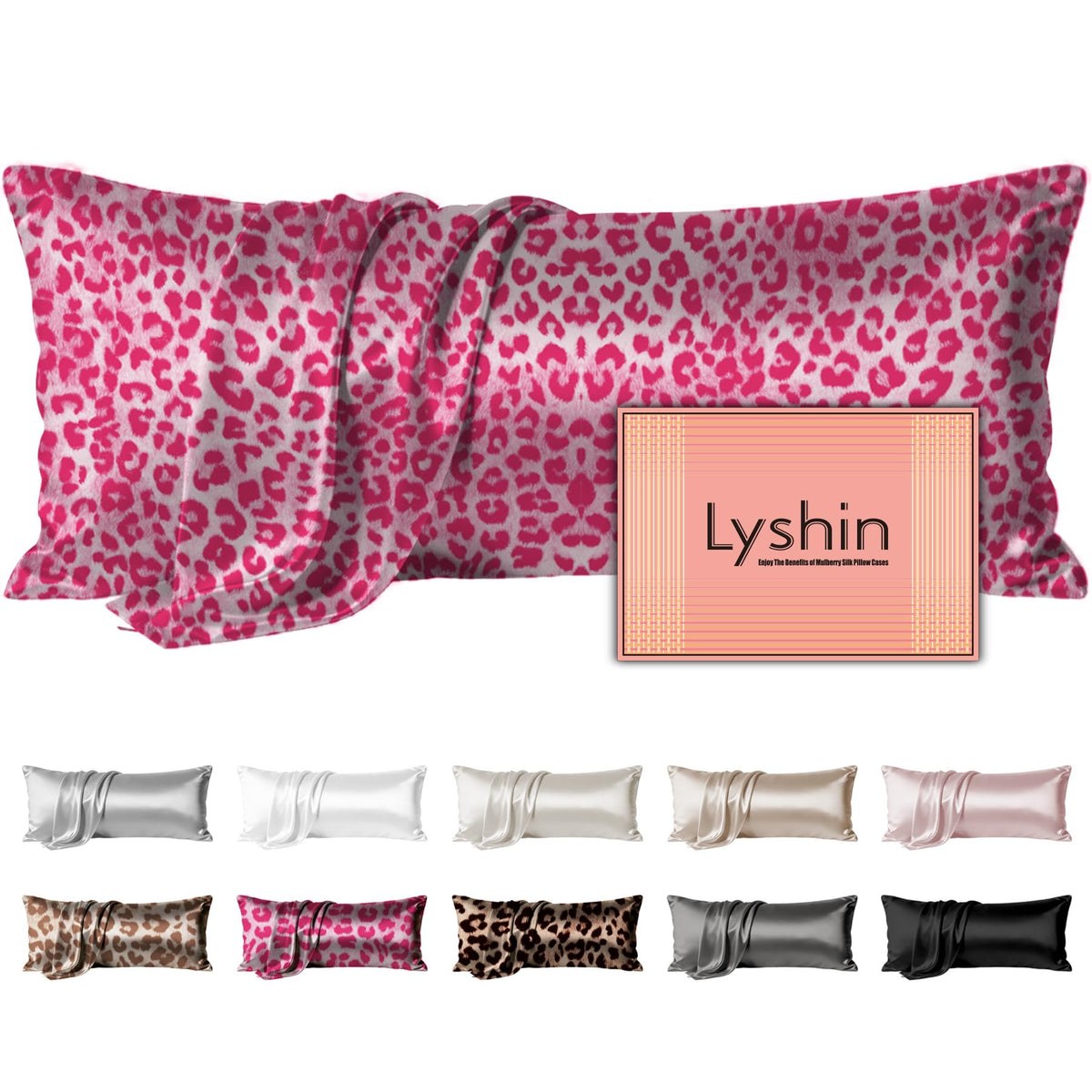 LYSHIN Silk Body Pillow Case with Zipper, Body Pillow Pillowcase, Pink