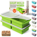 Silicone Freezer Tray with Lid Soup Freezer Container Molds with Steel Reinforced Rim Ice Cube Freezer Molds for Soup, Sauce, Leftovers, Homemade Meal Prep Containers Butter Molds Kitchen Sets